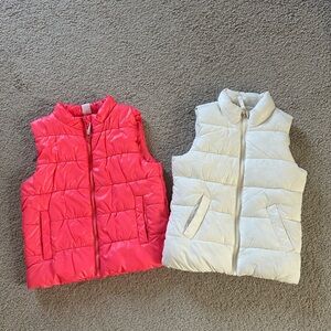 Red and White Puffer Vests